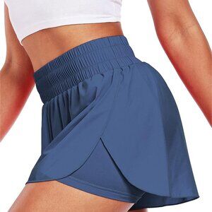 NELEUS 2 in 1 Gym Shorts, Navy Blueish (kind of bule/grey/purple)